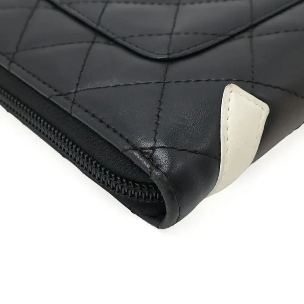 Chanel Cambon Line Leather Zip Wallet Organizer